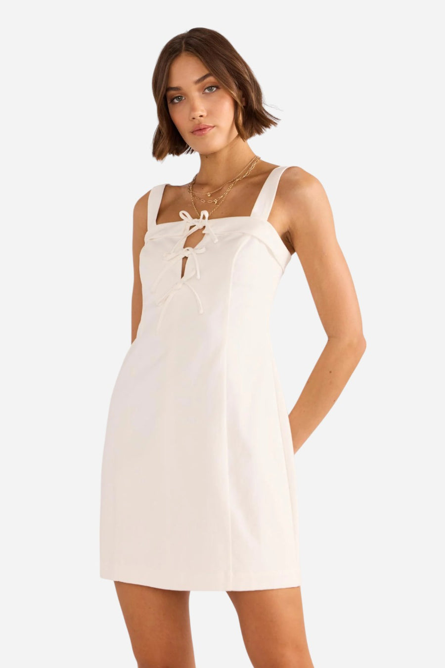 MINKPINK Imogen Drill Tie Mini Dress