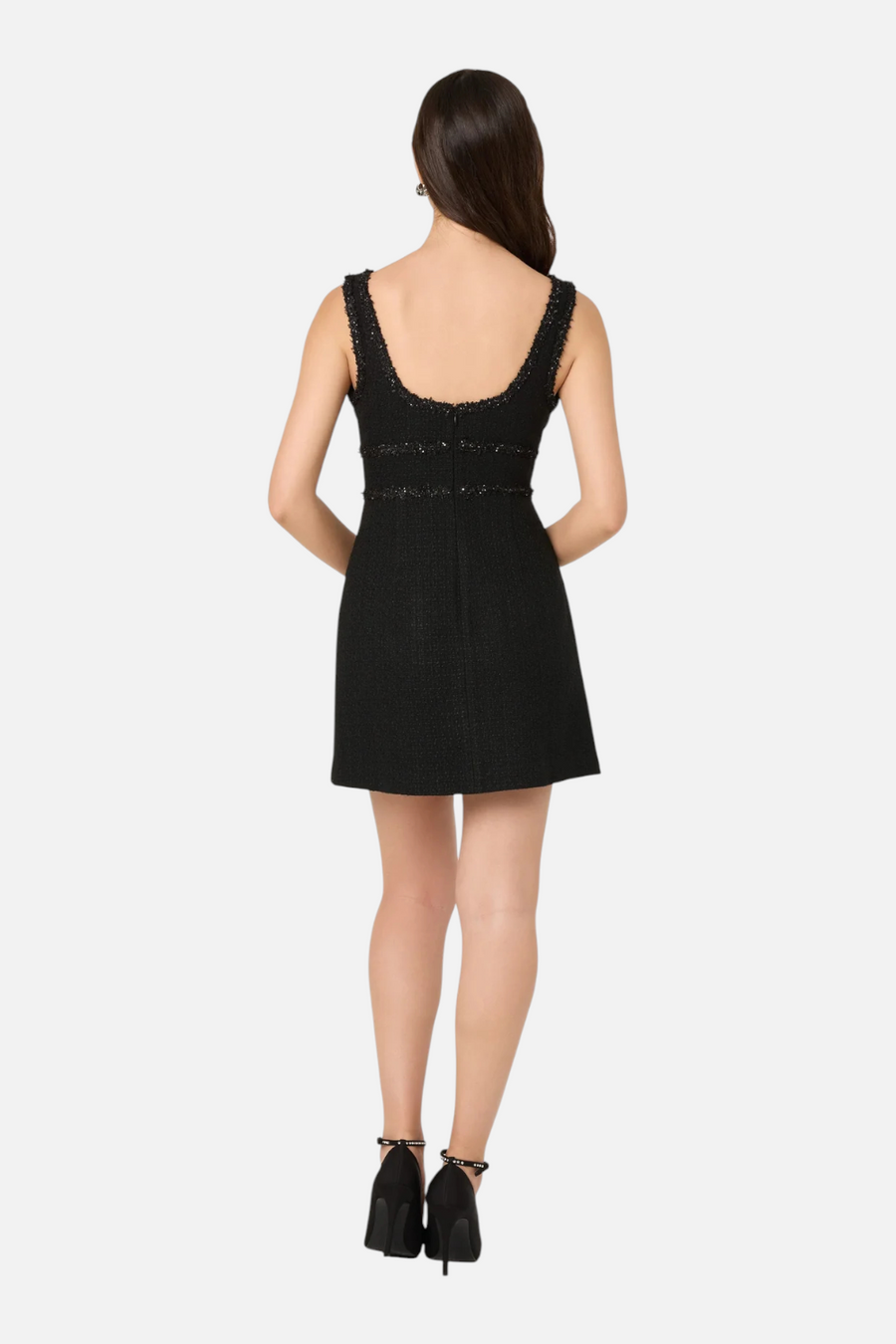 Astr the Label Maira Tweed Bow Mini Dress in Black