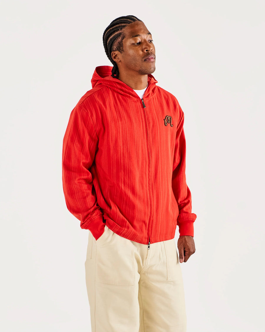Malbon Golf Arena Jacket in Grenadine Red Stripe