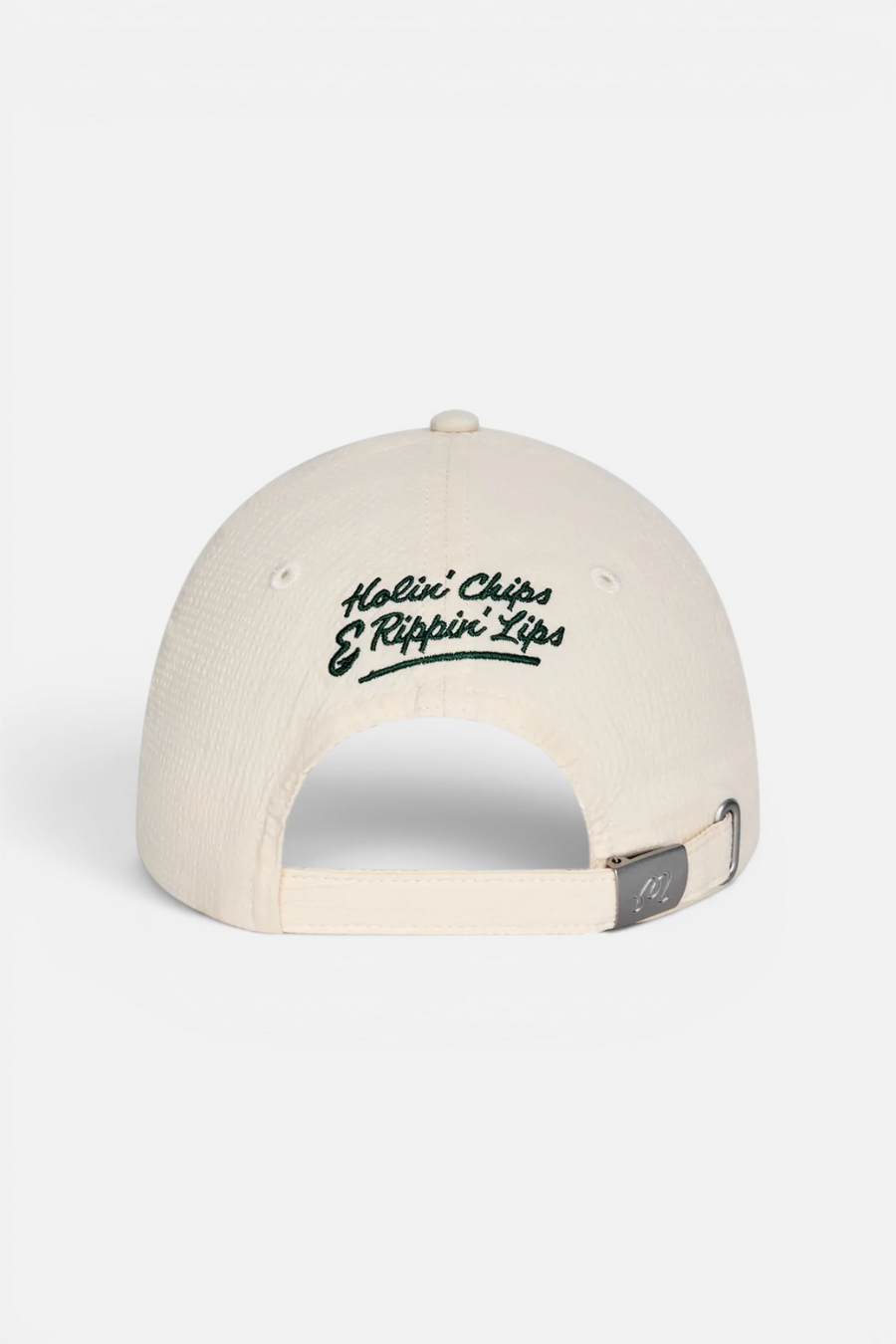 Malbon Golf Bass Club Seersucker Dad Hat in Ivory