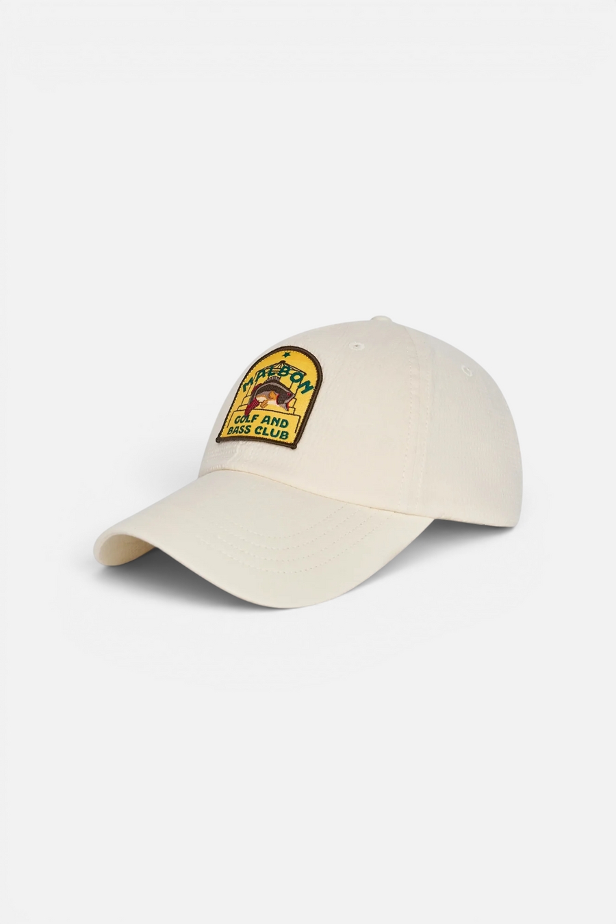 Malbon Golf Bass Club Seersucker Dad Hat in Ivory