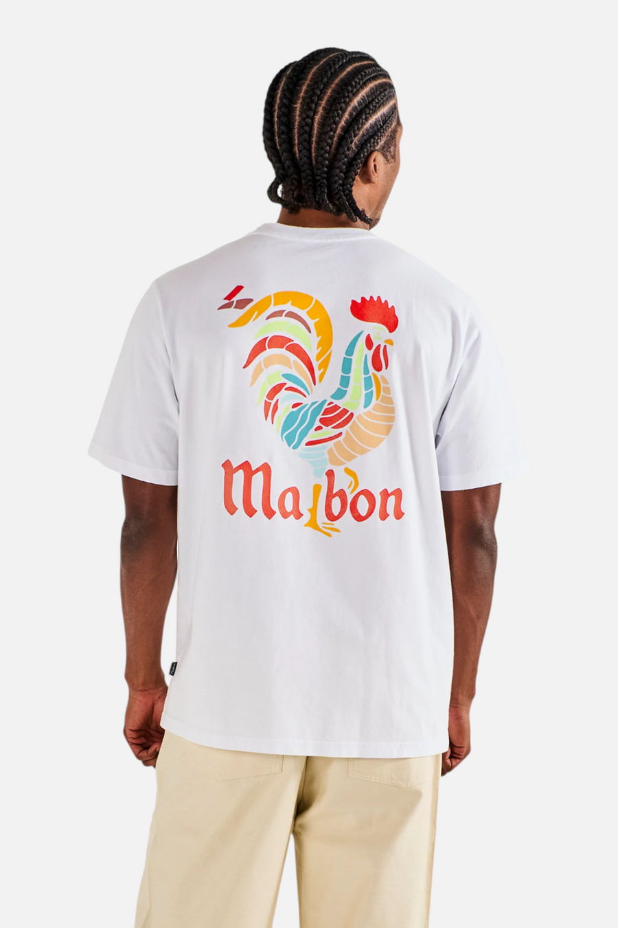 Malbon Golf Bermuda Rooster Tee in White
