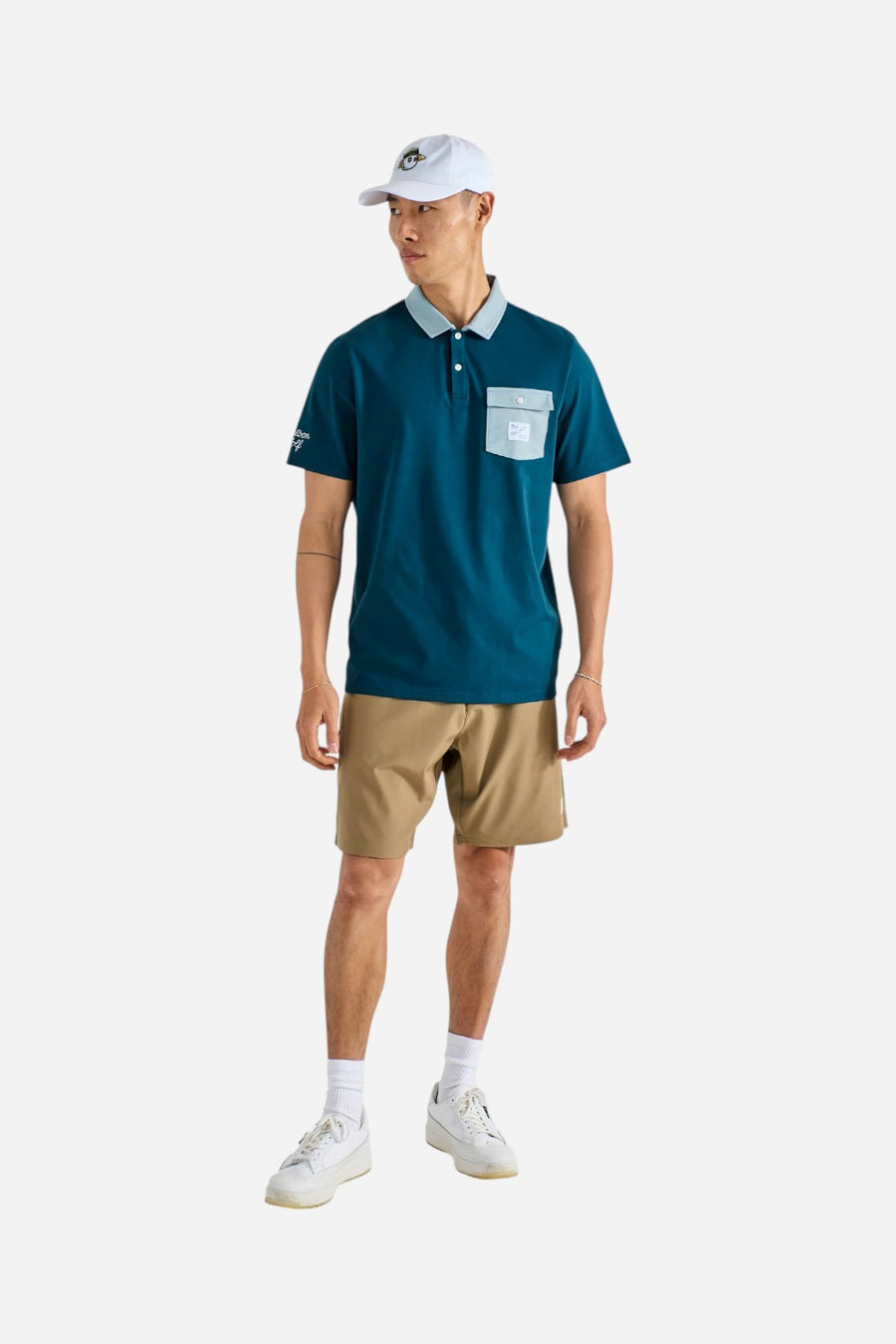 Malbon Golf Jovis Solid Polo in Ocean