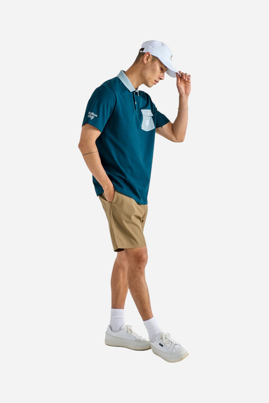 Malbon Golf Jovis Solid Polo in Ocean