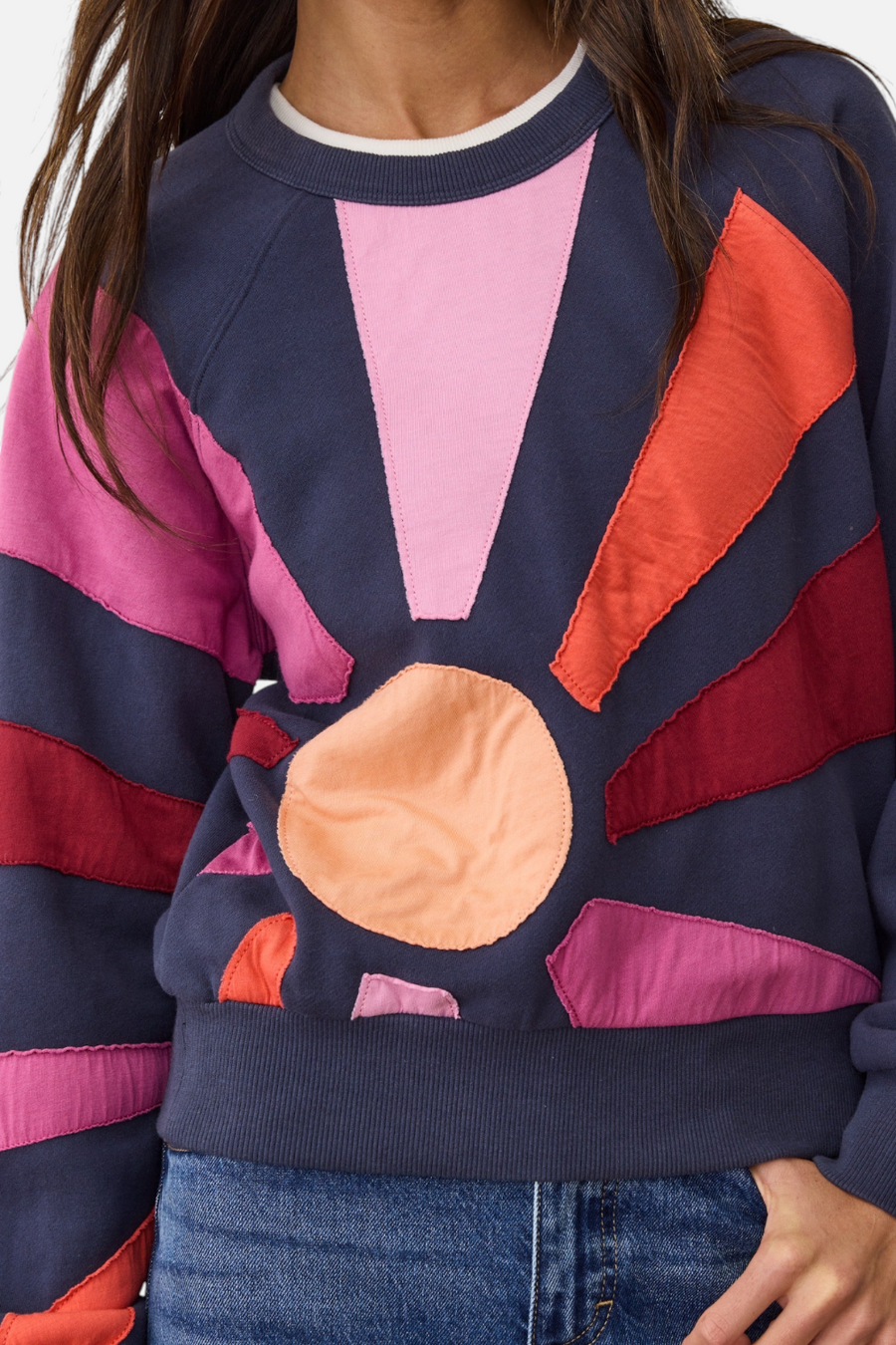 Marine Layer Cloud 9 Fleece Crew in Navy Sunburst