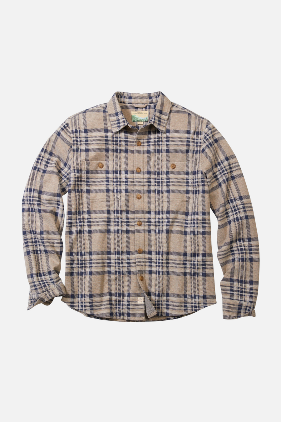 Marine Layer Men's Pacifica Stretch Twill Overshirt in Taupe Plaid