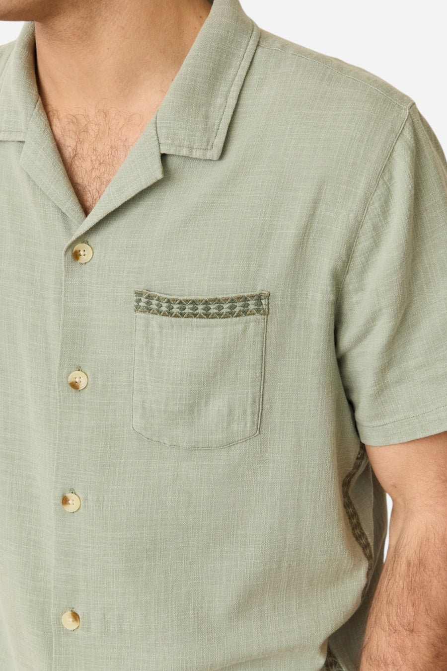 Marine Layer Stretch Selvage Embroidered Resort Shirt in Shadow