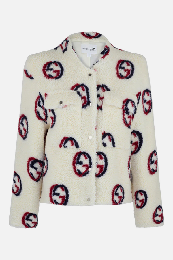 Angel Wings by Lucy Maru Bomber Jacket in Navy, Red & Cream