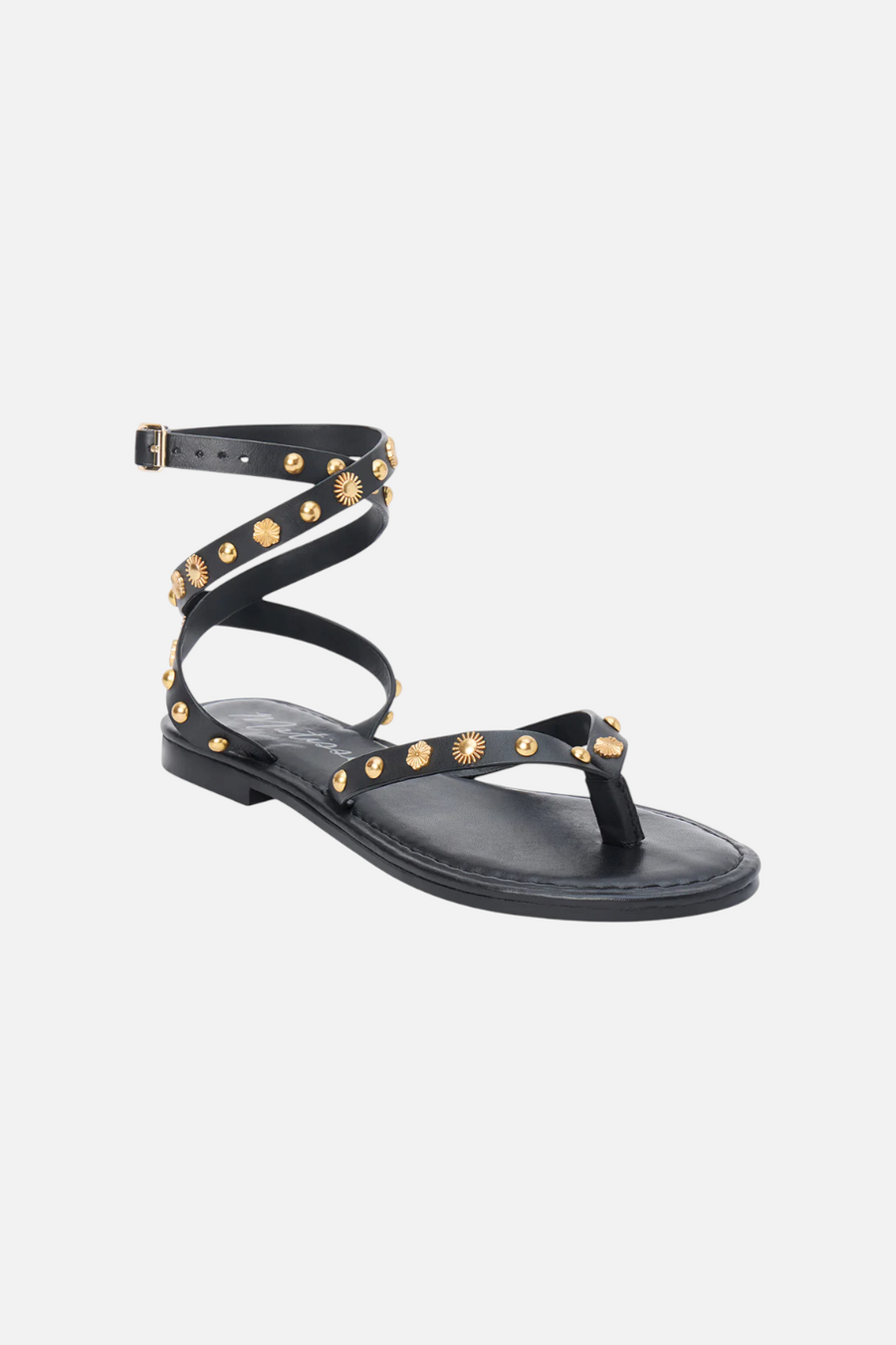 Matisse Athena Leather Thong Sandal in Black