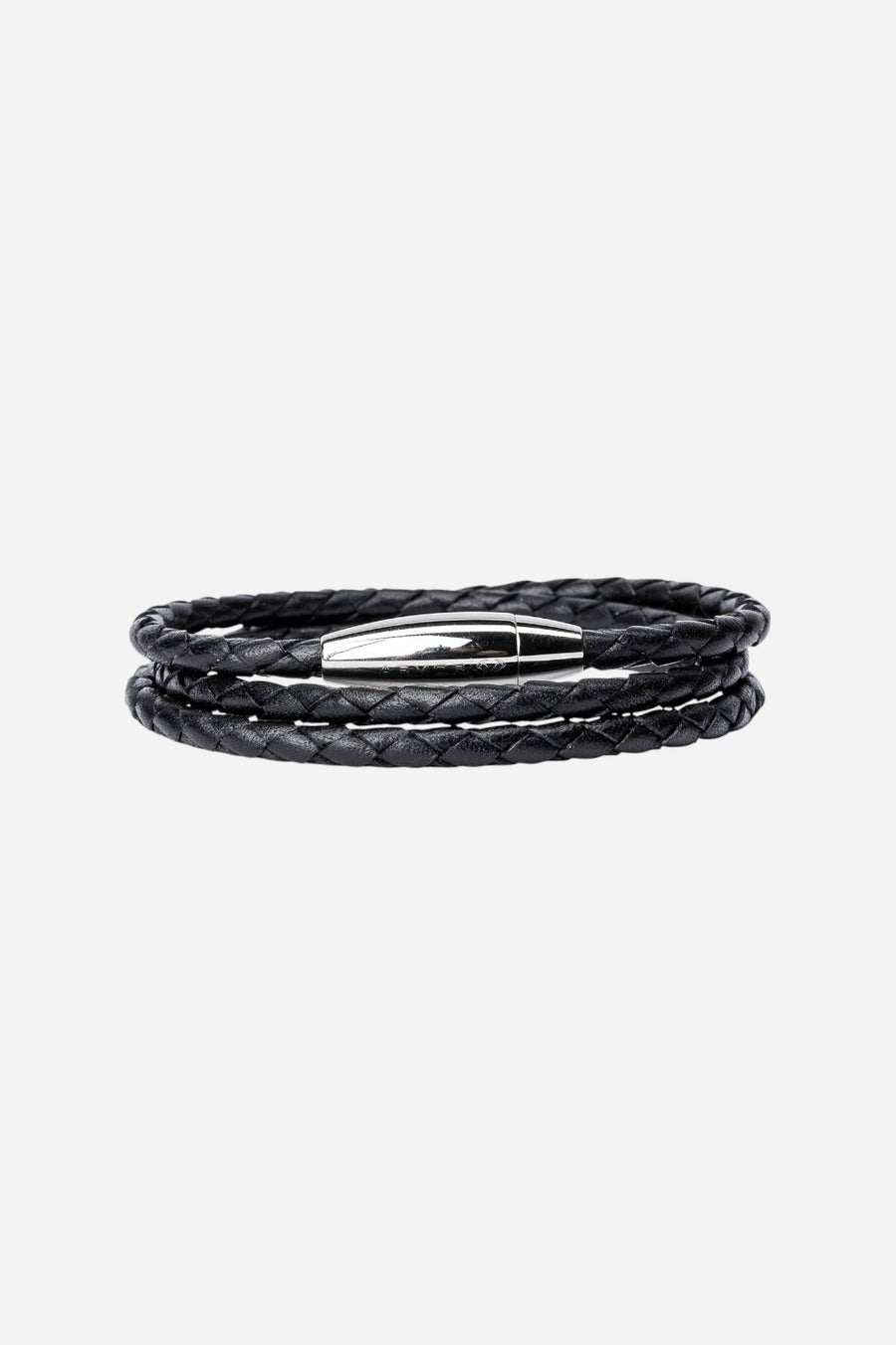 Kenton Michael Mediterranean Black Braided Leather Wrap - Medium