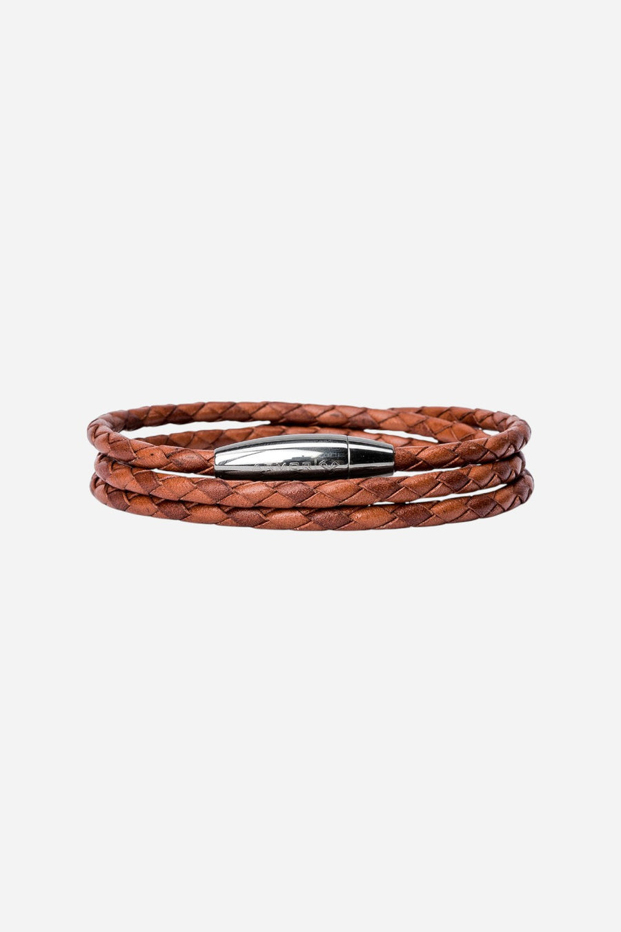 Kenton Michael Mediterranean Red Braided Leather Wrap - Medium