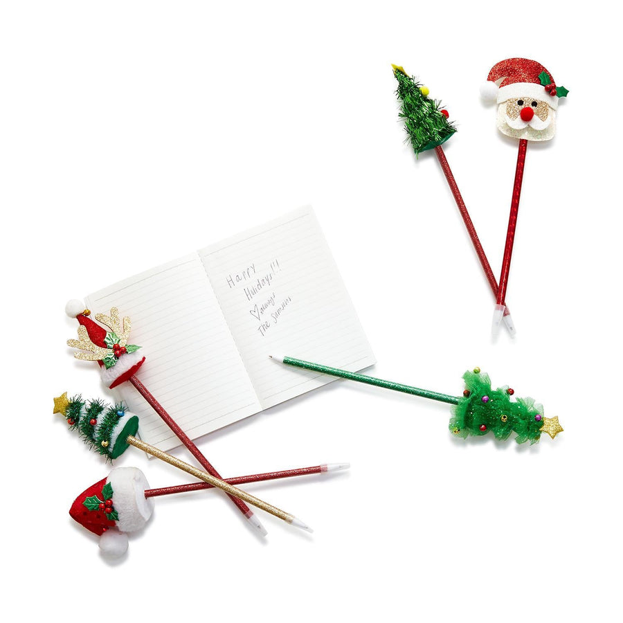Two's Company Merry & Bright Pen in Red Hat with Holly Leaf