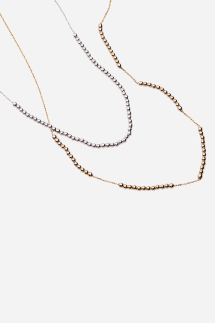 Metal Alchemist Dainty Round Alchemy Beaded Lasso Necklace - Gold – side view