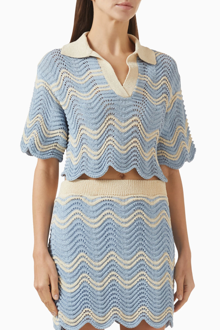 MinkPink Solange Knit Top in Sky Blue