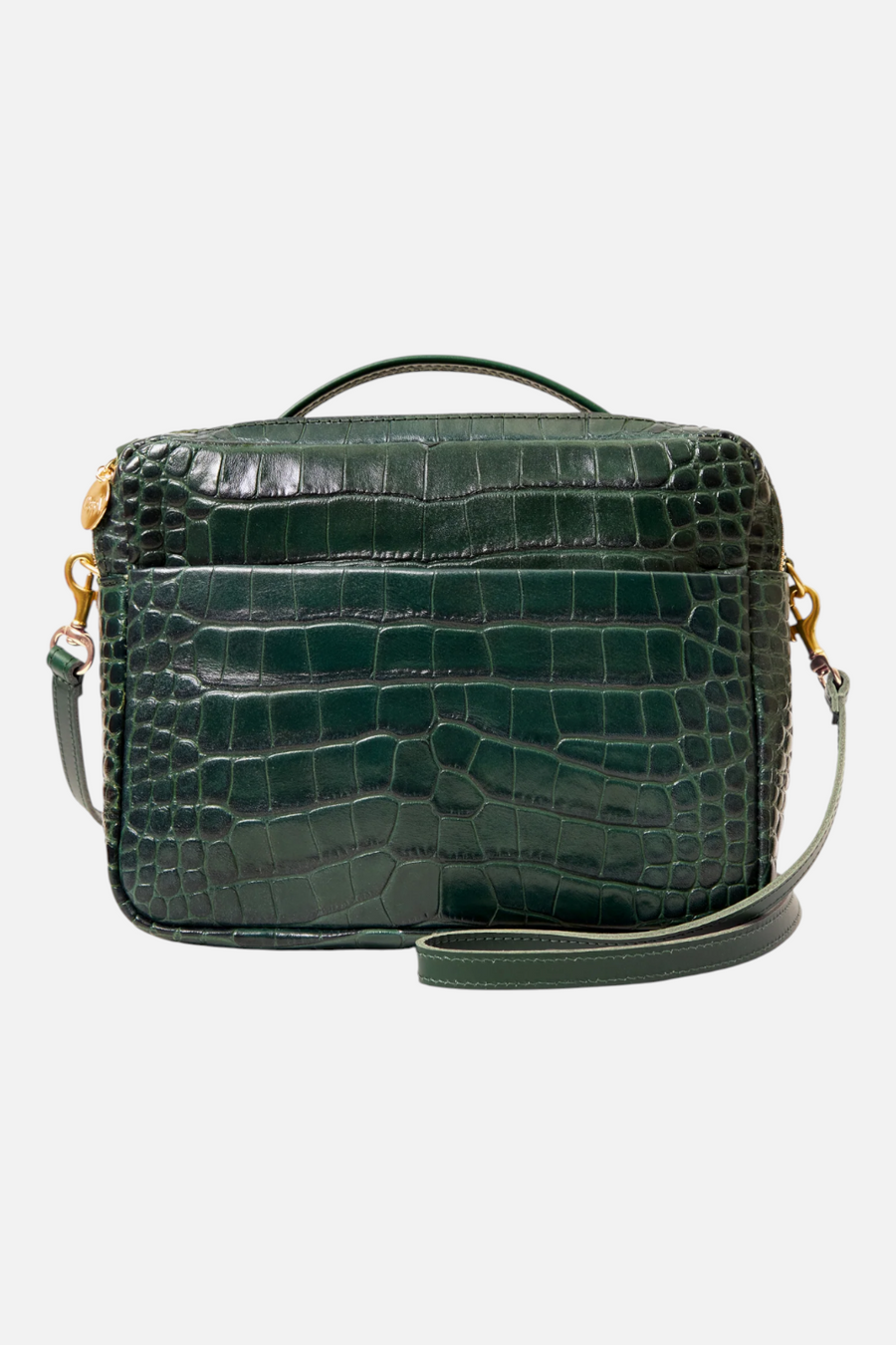 Clare V Mirabel in Deep Pine Embossed Croco