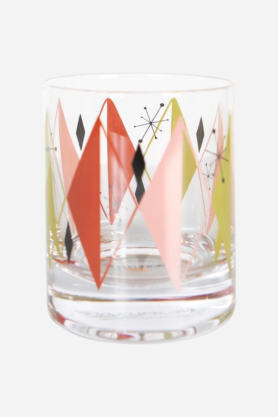 Mod Lounge Retro Diamond Mid Century Vintage Whiskey Rocks Cocktail Glass