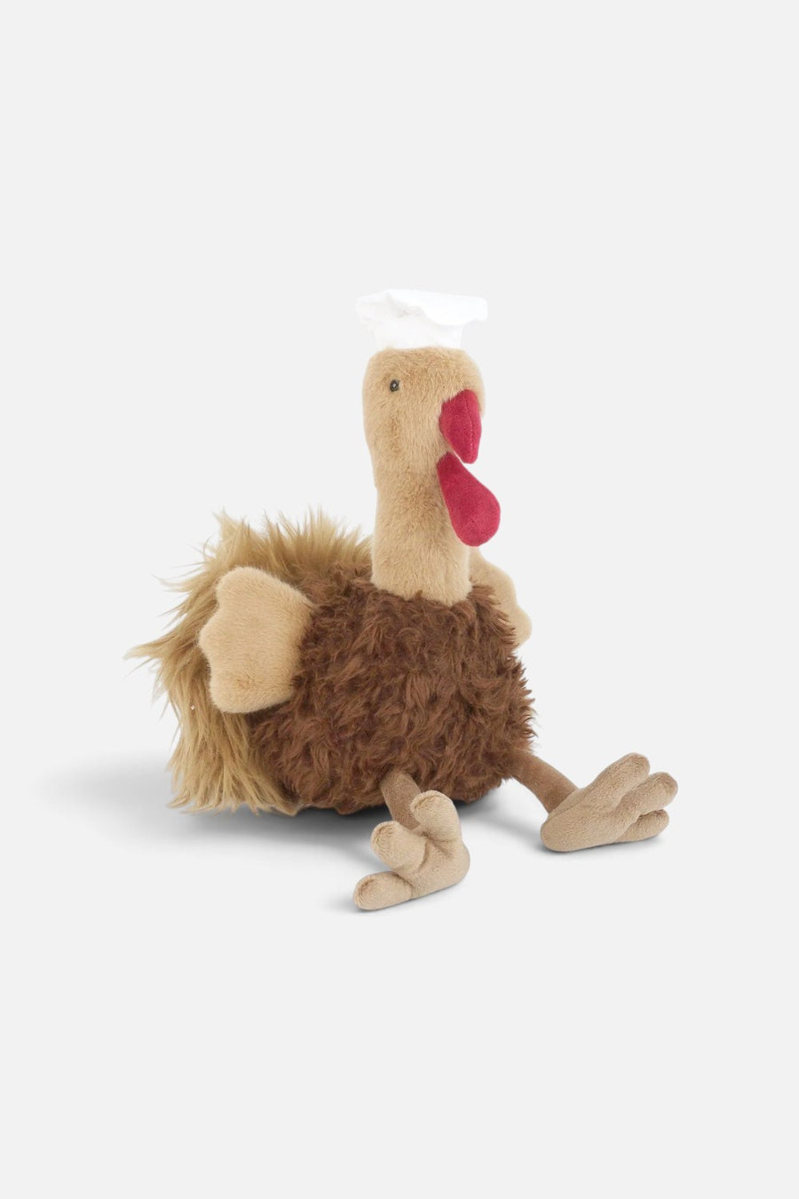 Mon Ami Chef Turkey plush toy, soft brown turkey dressed as a chef.