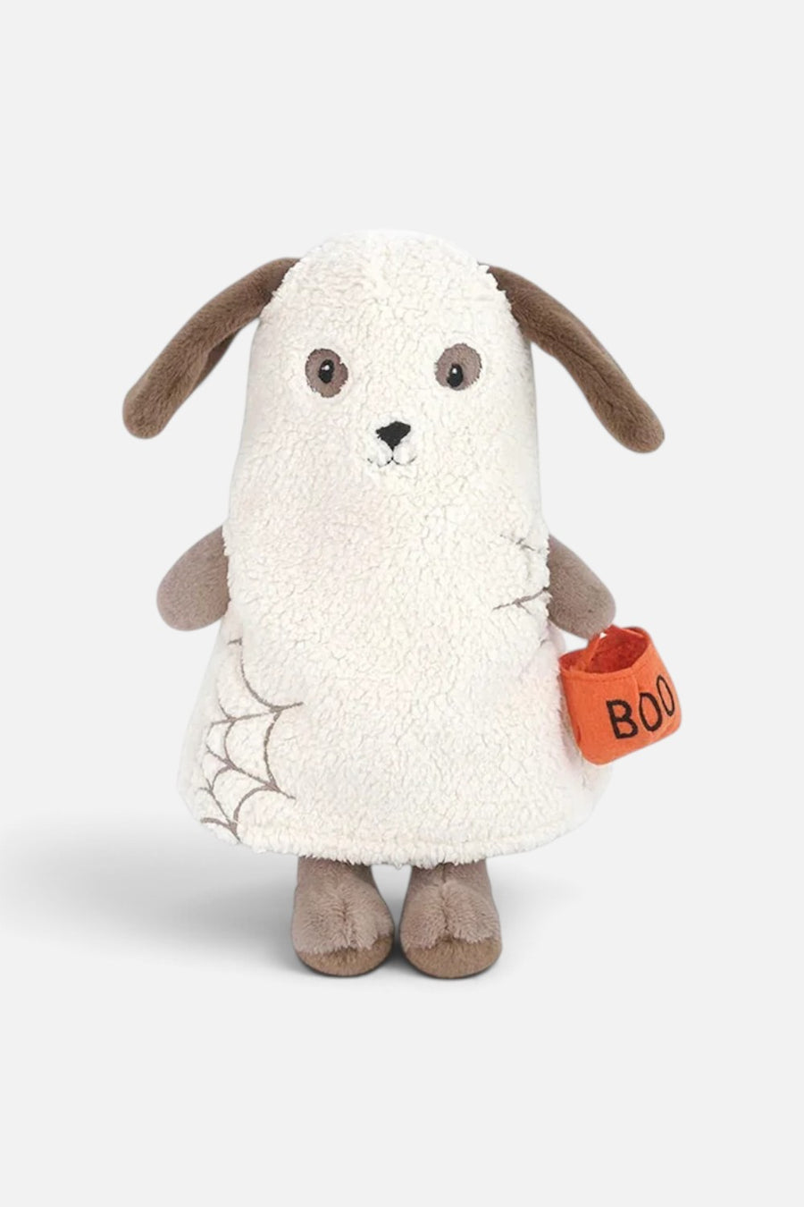 Mon Ami Trick Or Treat Puppy plush toy, soft white Halloween puppy in a trick-or-treat outfit.