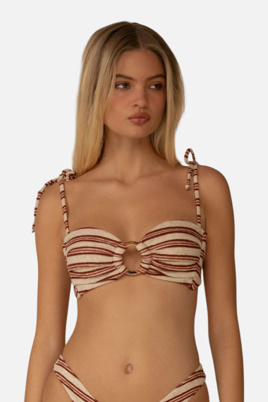 Montce Tori Ties Bandeau Bikini Top in Joan Stripe