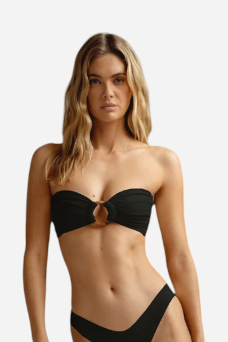 Montce Black Rib Tori Bandeau Bikini Top