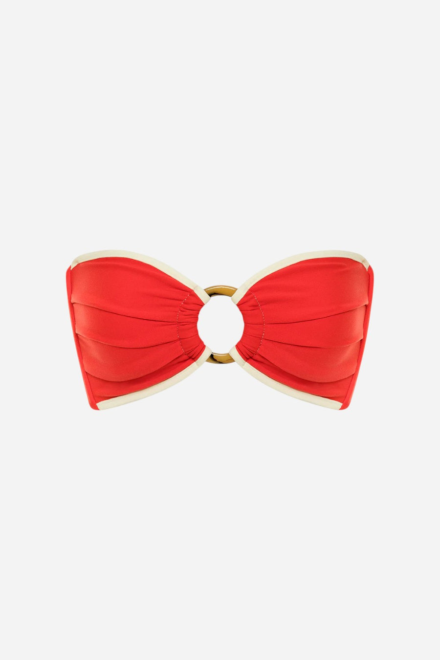 Montce Cherry Cream Binded Tori Ties Bandeau Bikini Top