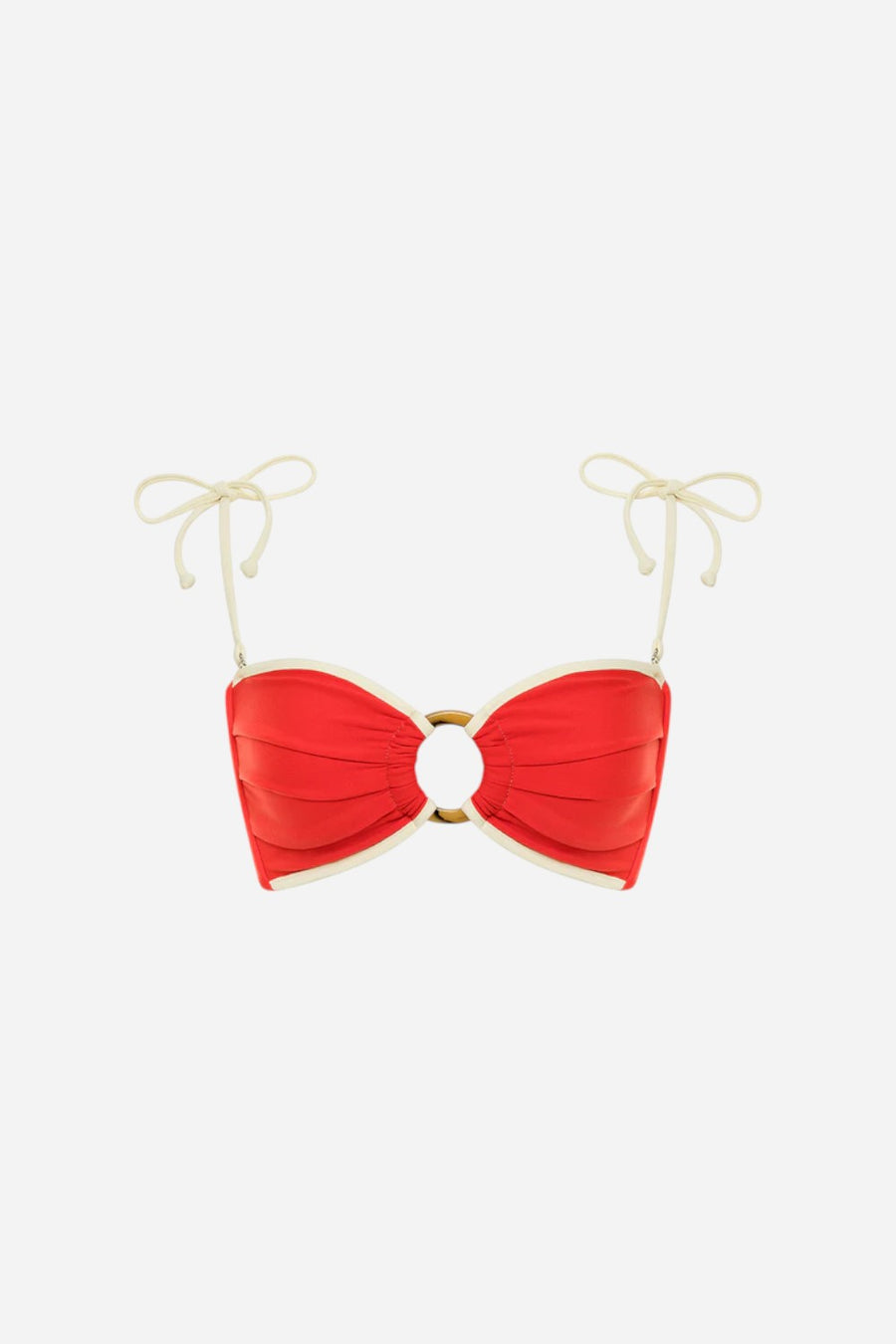 Montce Cherry Cream Binded Tori Ties Bandeau Bikini Top