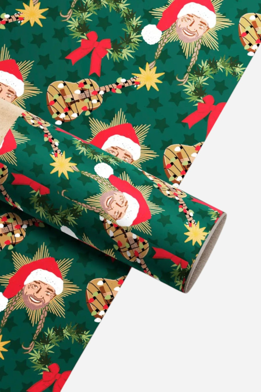 Santa Willie Nelson Wrapping Paper - Multiple Sheets