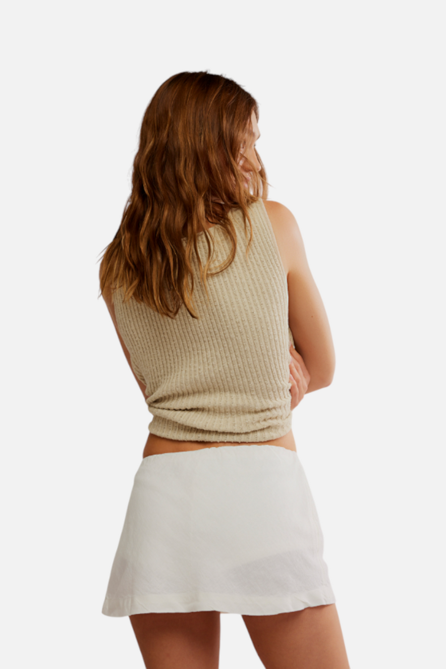 Free People Women's My Little Micro Mini Cotton-Linen Skort in Ivory – side view
