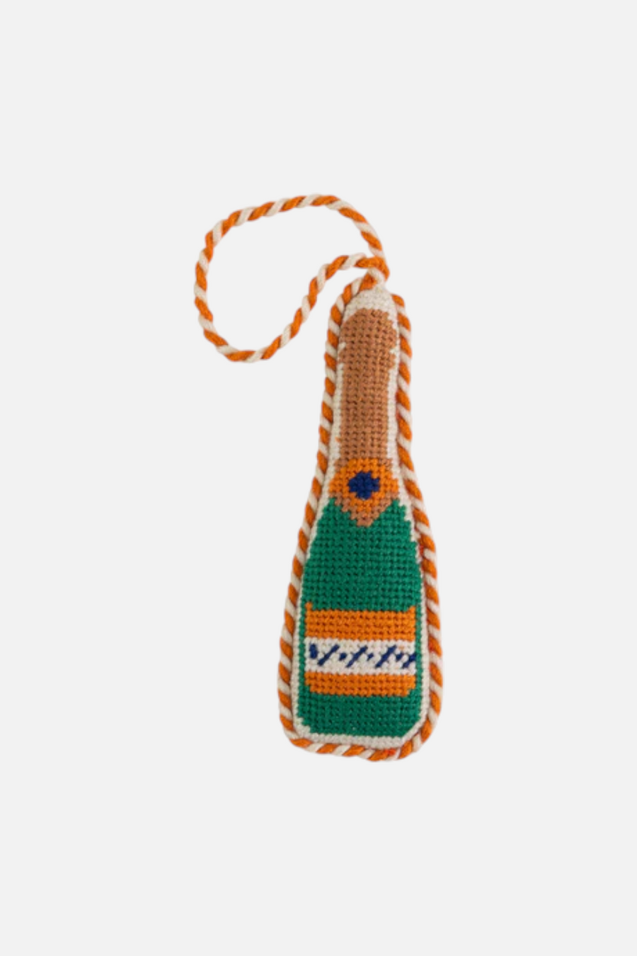 Furbish Needlepoint Icon Champagne Bottle Ornament