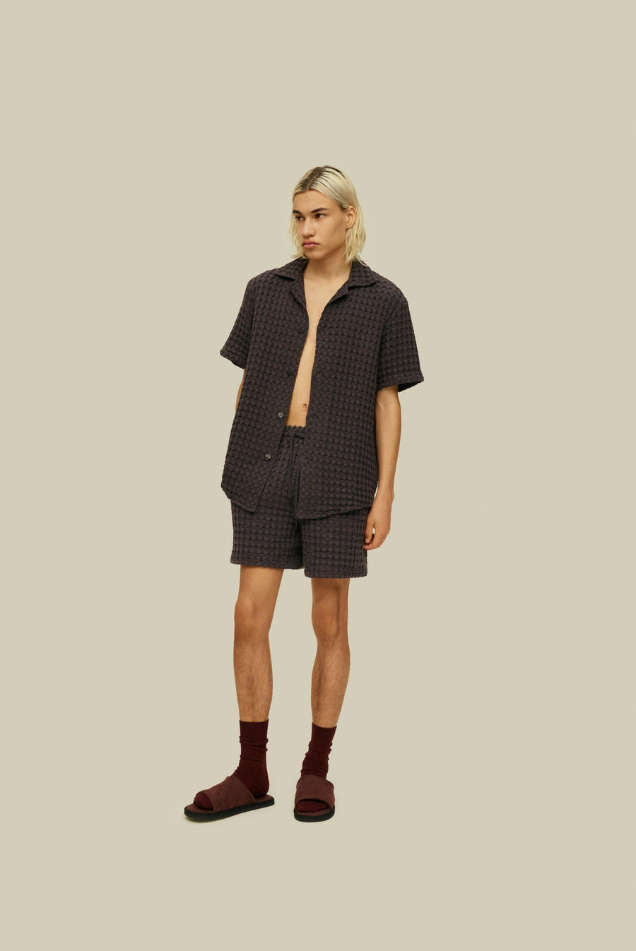 OAS Nearly Black Porto Waffle Short