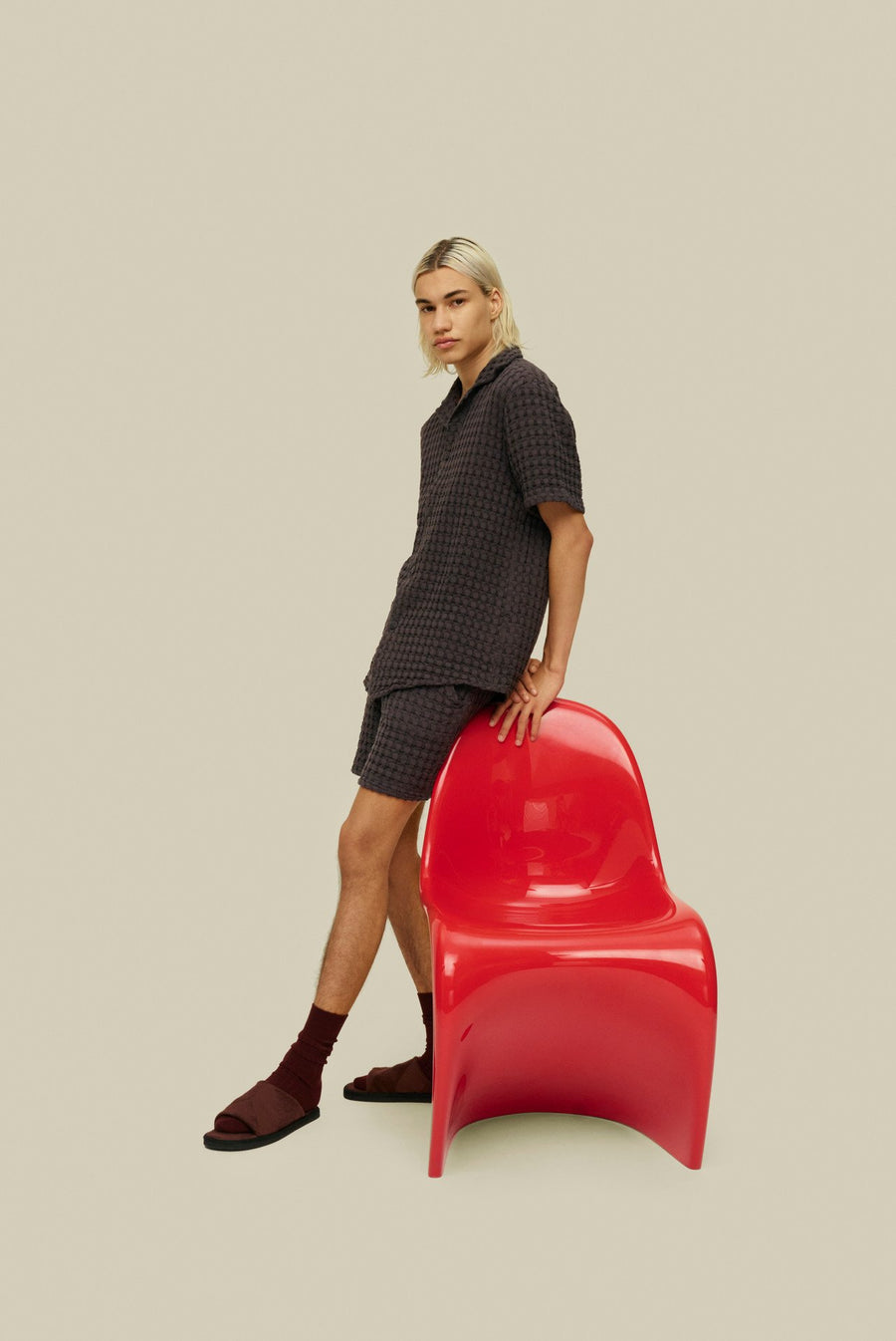OAS Nearly Black Porto Waffle Short
