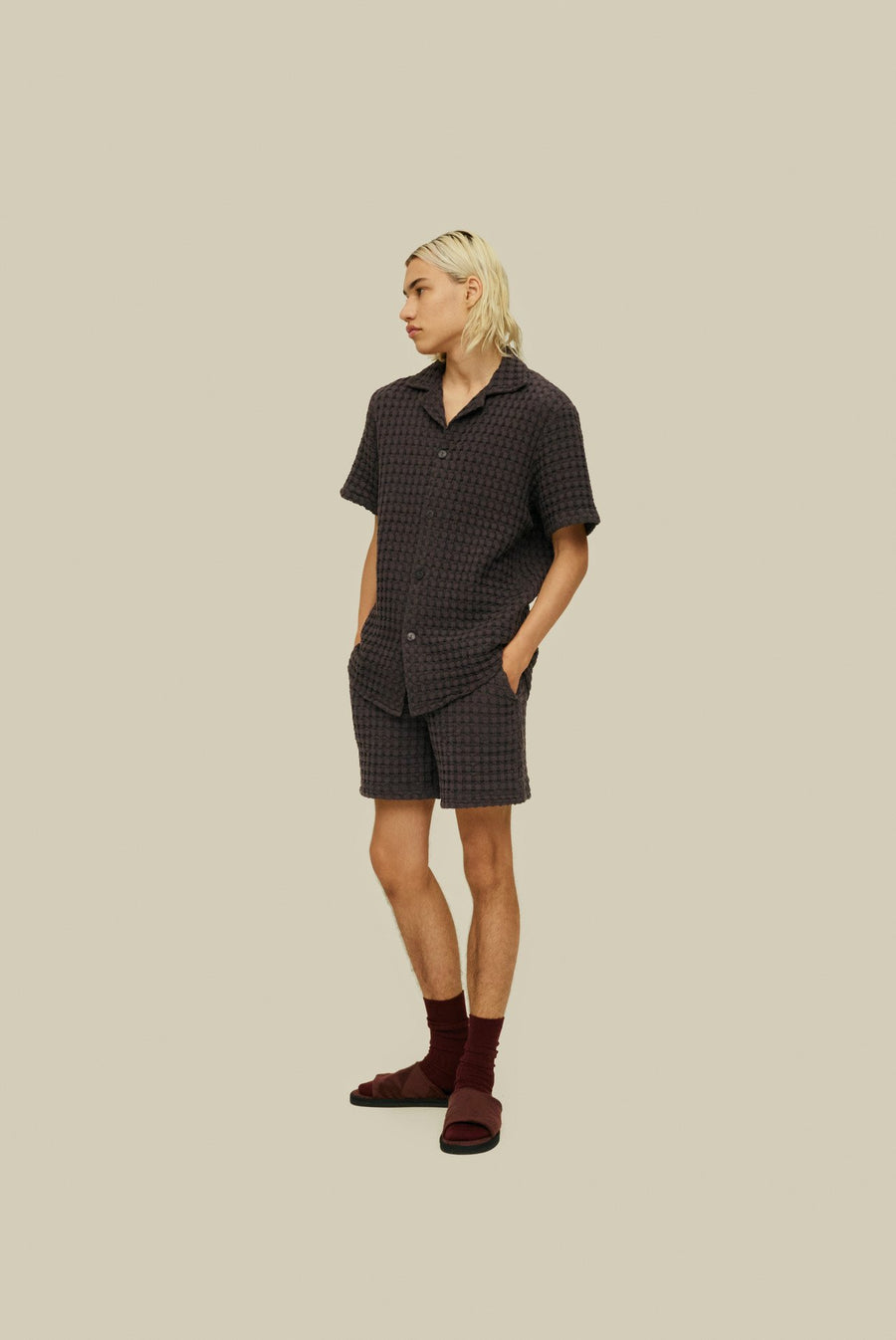 OAS Nearly Black Porto Waffle Short