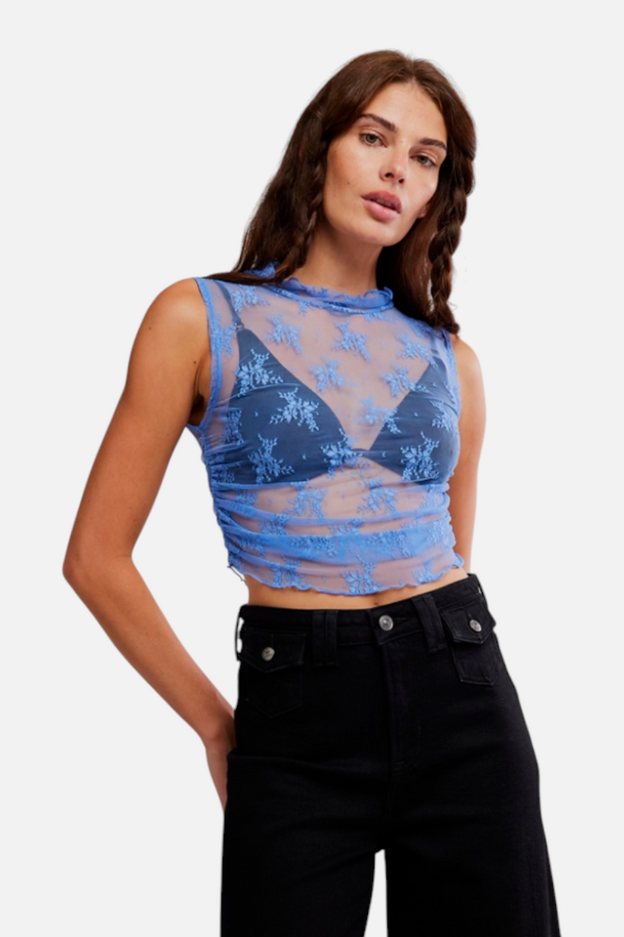 Free People Women's Nice Try Solid Muscle Tank Cornflower Blue