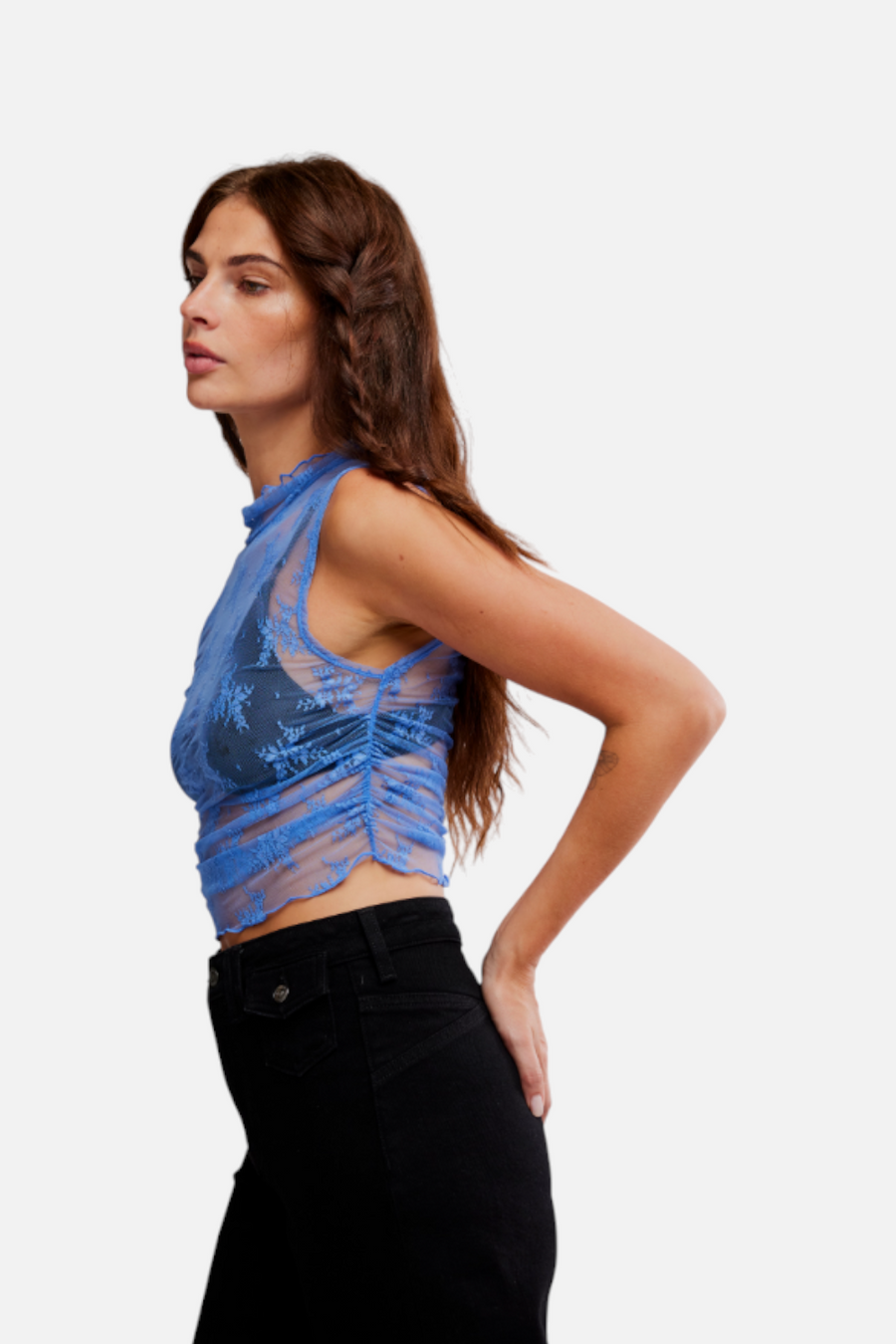 Free People Women's Nice Try Solid Muscle Tank Cornflower Blue