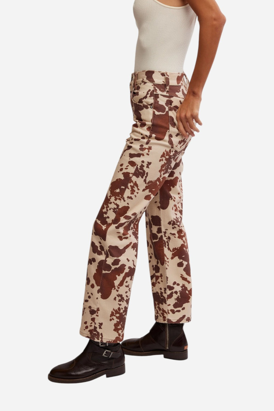 Free People Risk Taker Printed Pant in Tea Combo