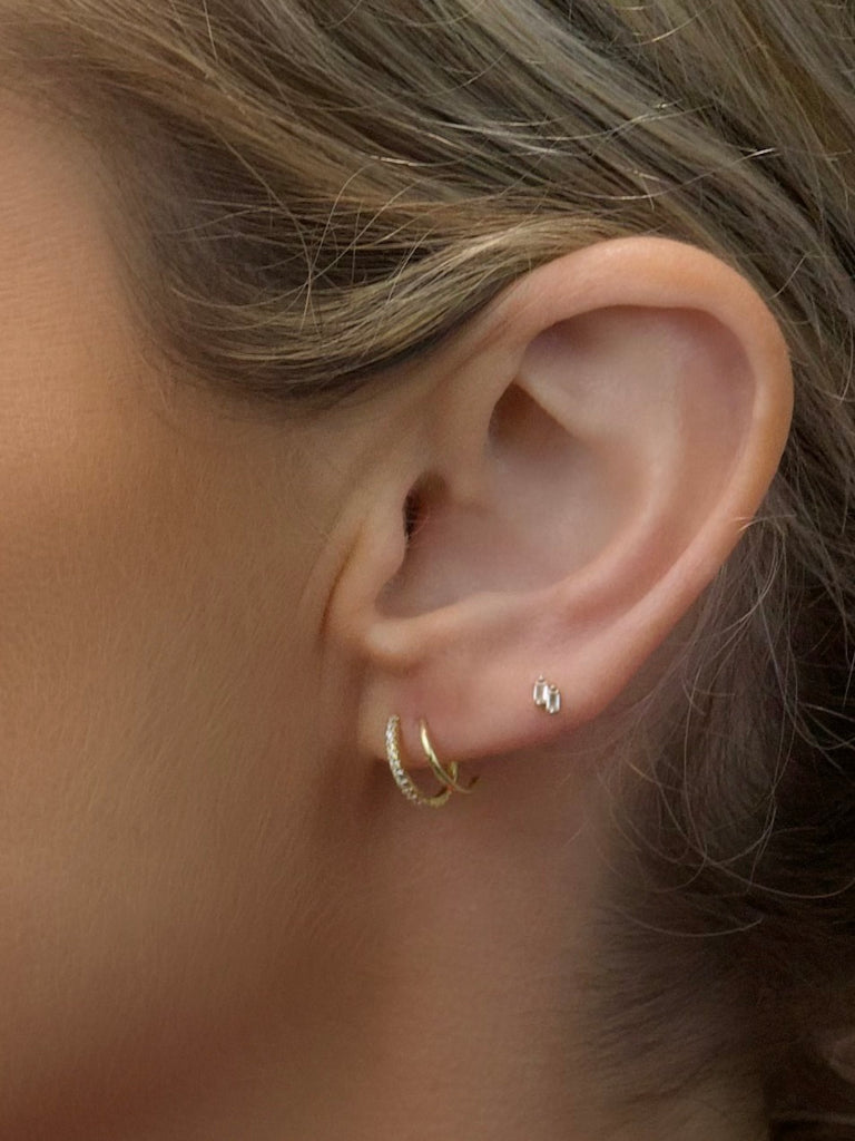 Farrah B On Point Pave Hoops Earrings in Gold