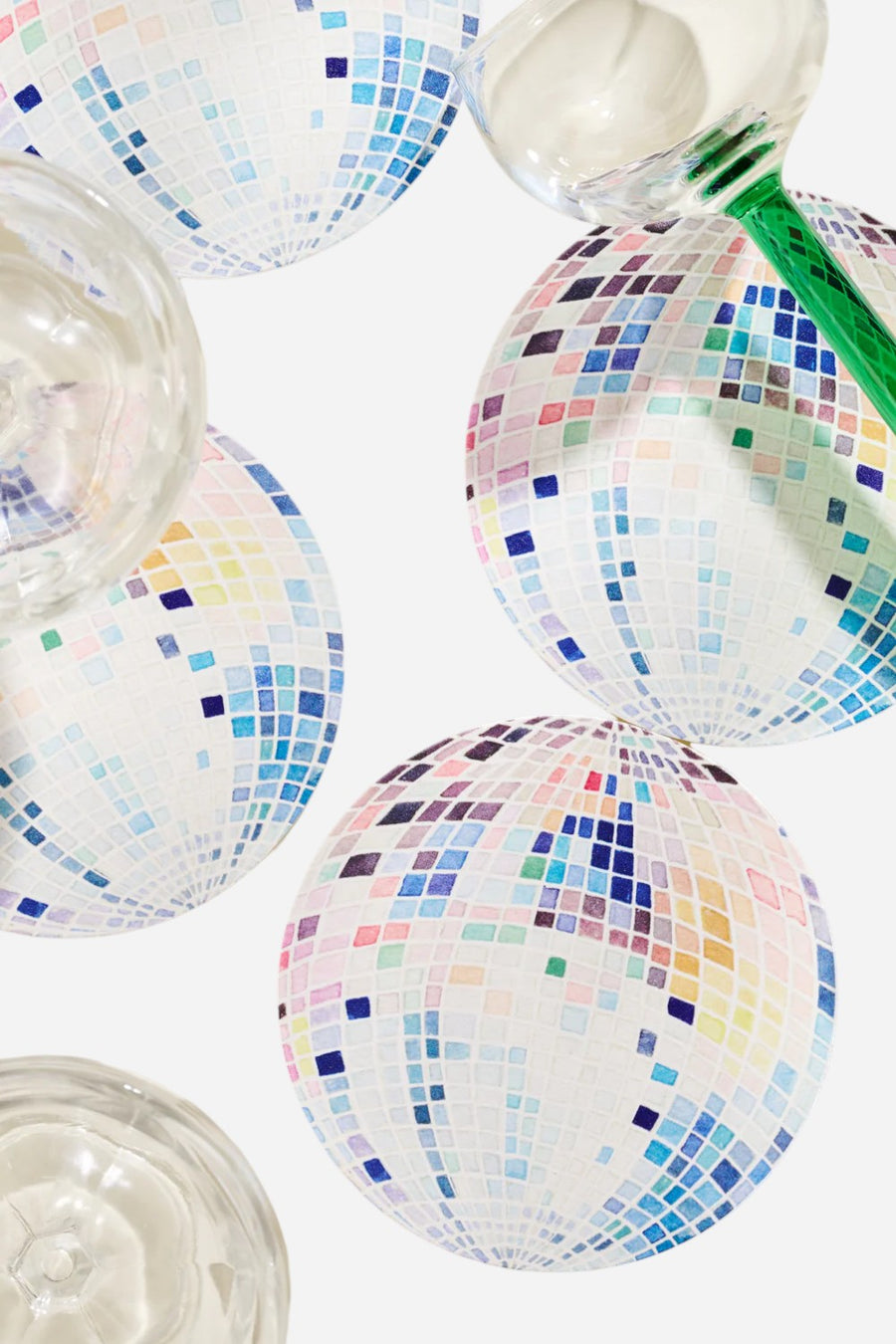 One & Only Paper Rainbow Disco Ball Reusable Chipboard Coasters - Set of Four