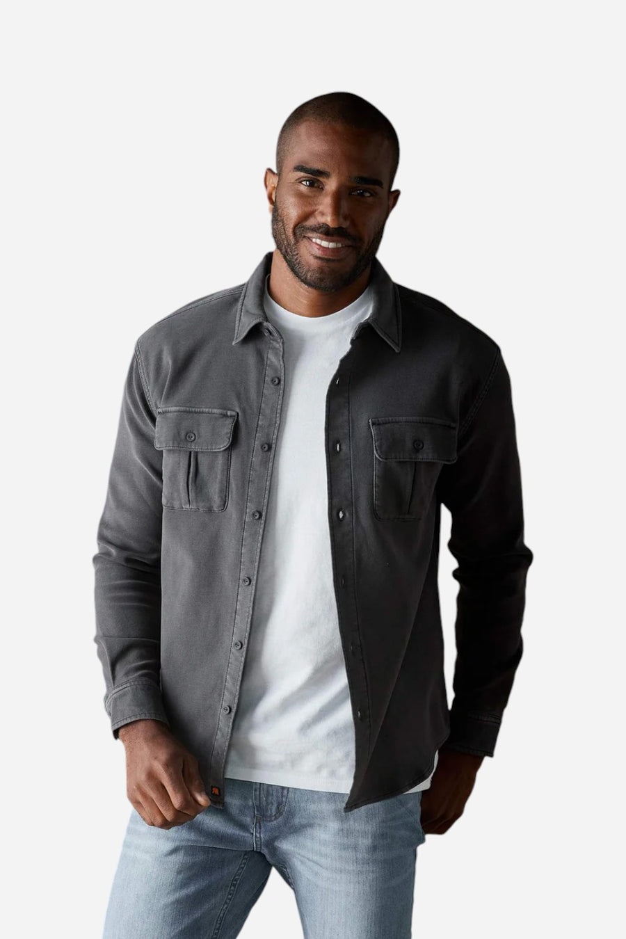 The Normal Brand Comfort Terry Shirt Jacket in Steel
