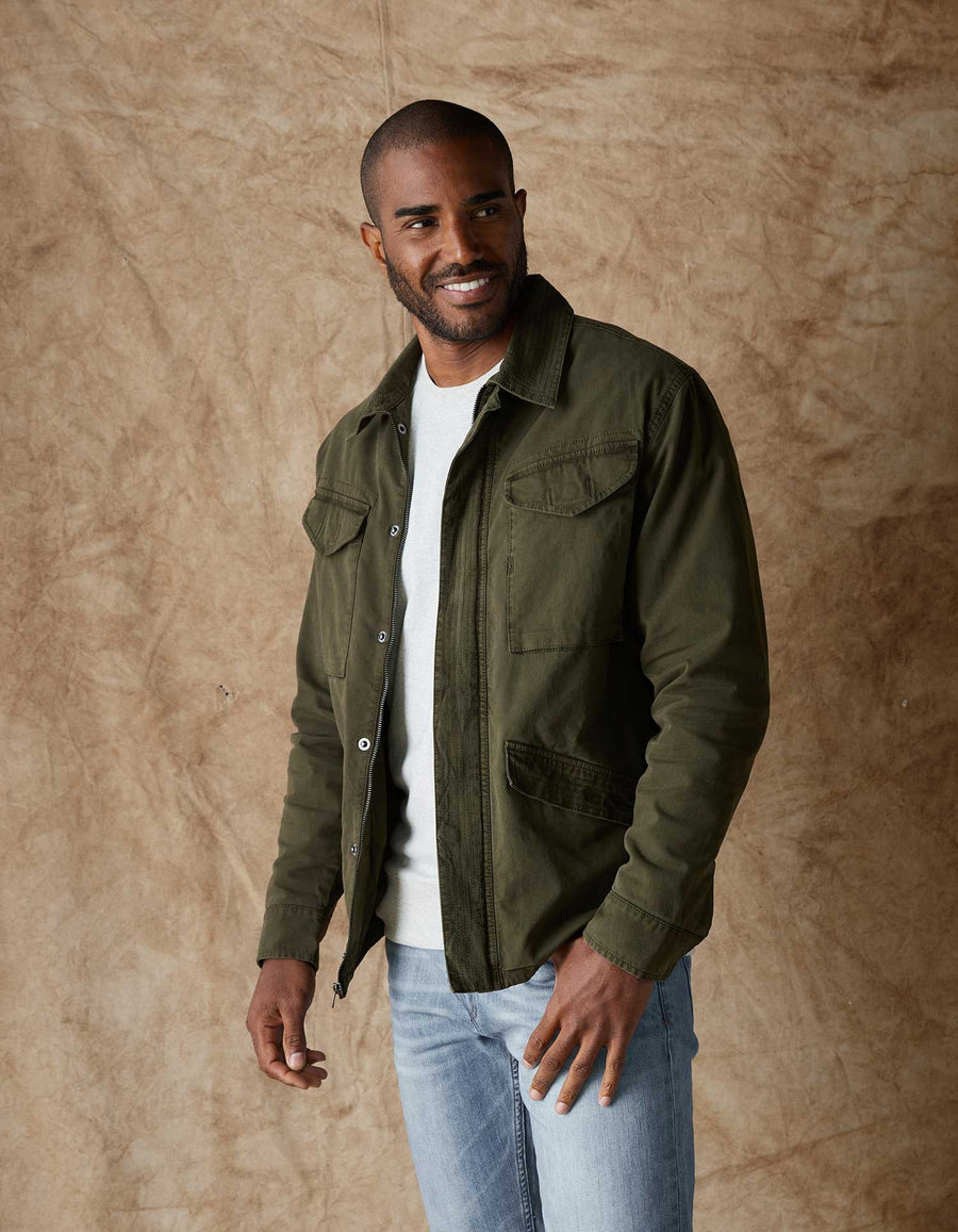 The Normal Brand James Canvas Military Jacket in Dusty Olive