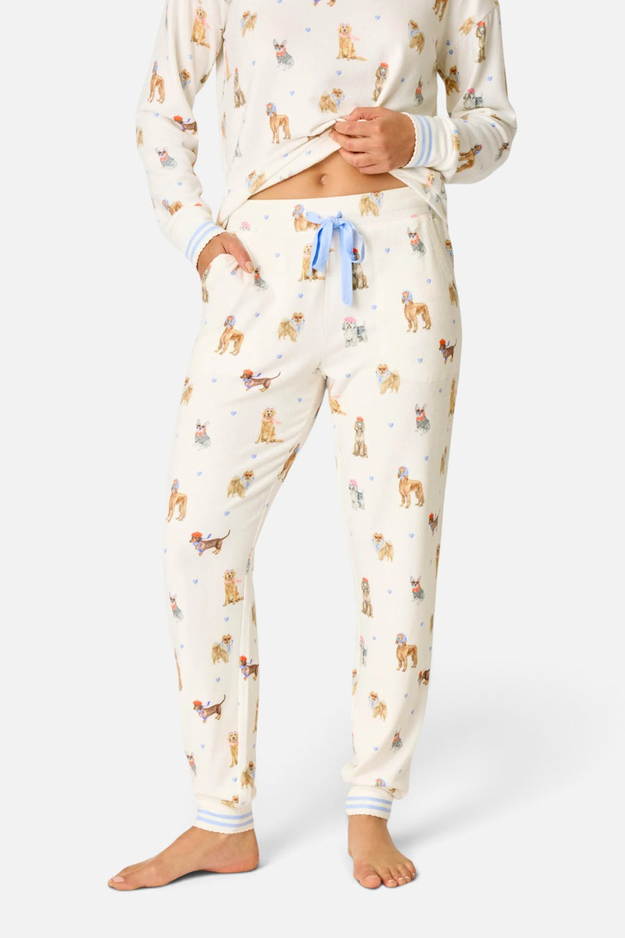PJ Salvage Meet Me In Pawris pajama pant in ivory with Parisian dog print