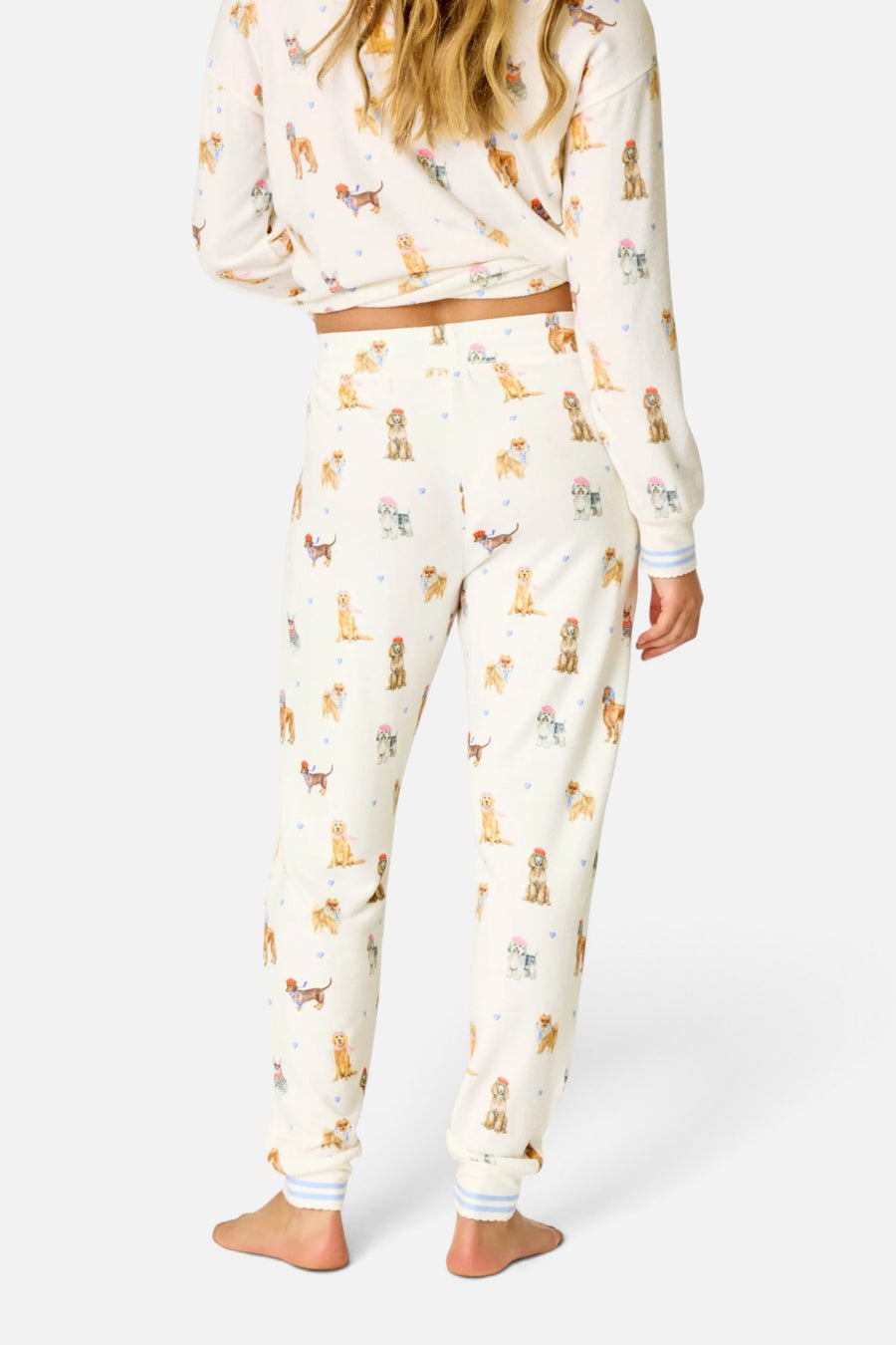 PJ Salvage Meet Me In Pawris pajama pant in ivory with Parisian dog print, alternate view 3