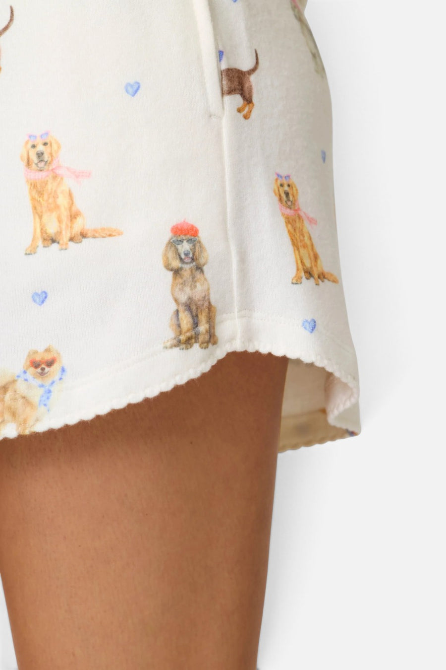 PJ Salvage Meet Me In Pawris pajama shorts in ivory with Parisian dog print, alternate view 6