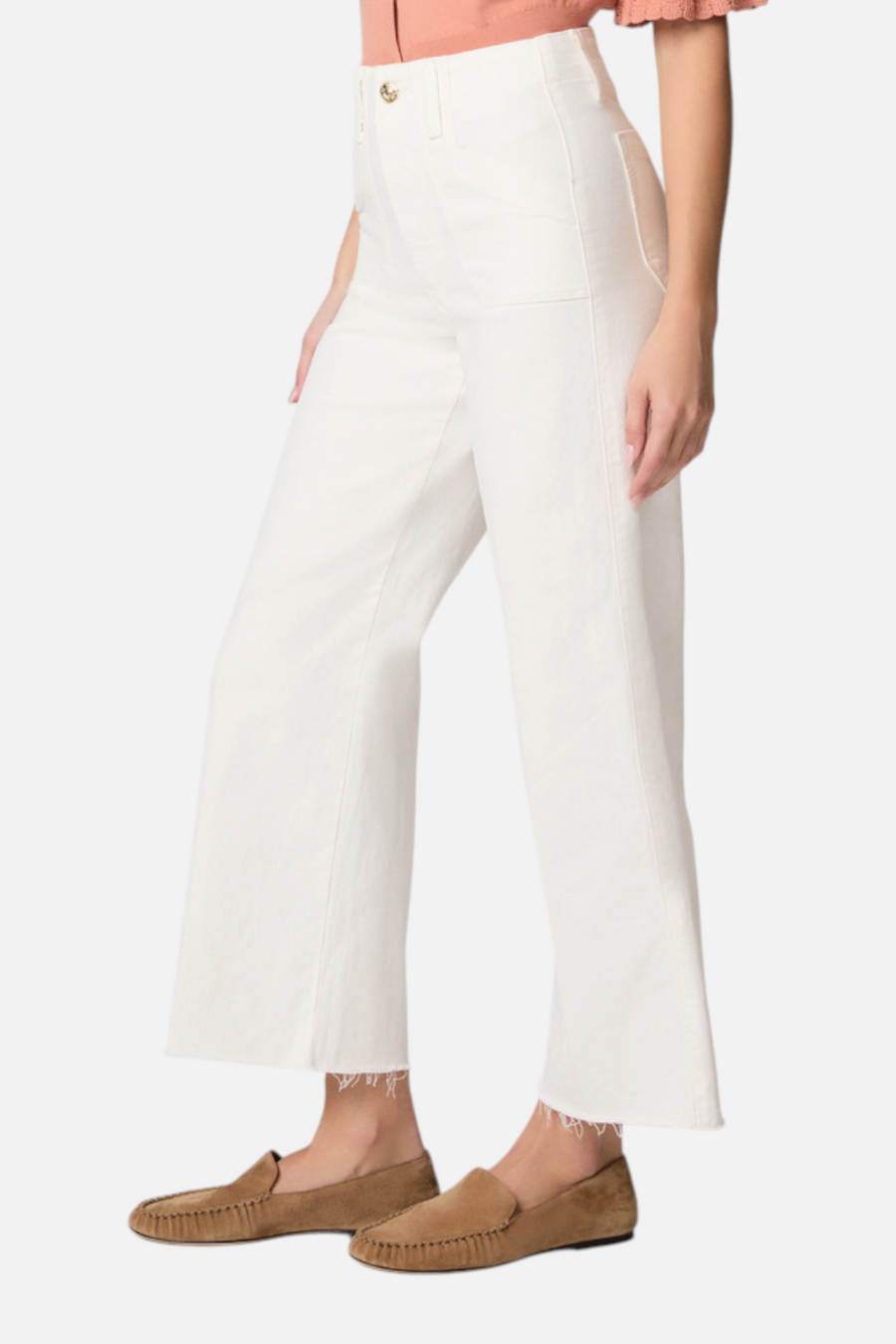 Paige Anessa High Rise Wide Leg Jeans in Tonal Ecru