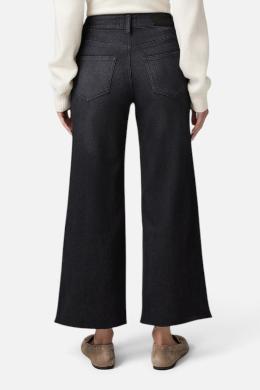 Paige Anessa Wide Leg High Rise Jean with Twist Outseam in Ink Black