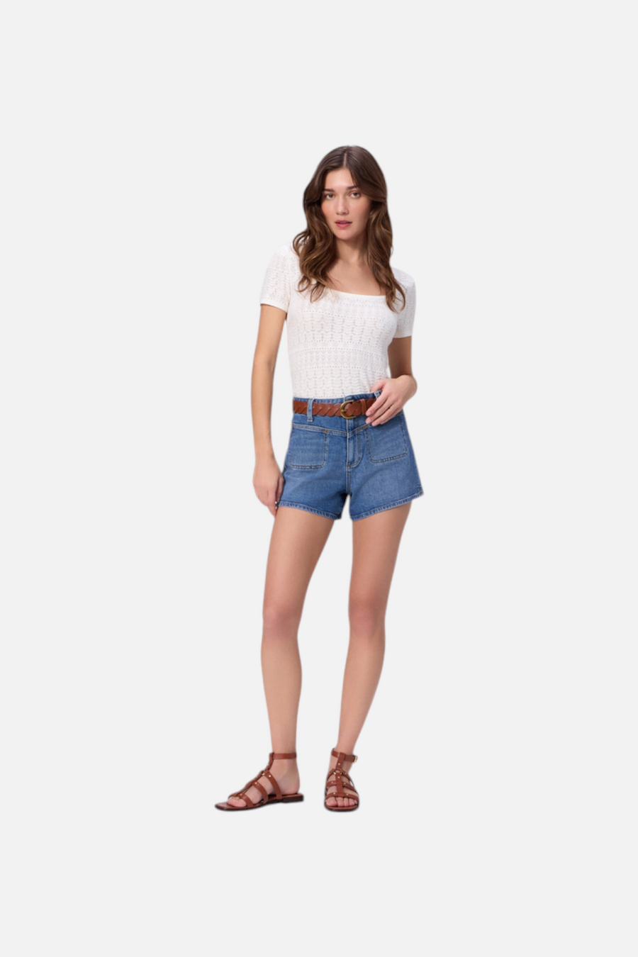 Paige Dani Front Yoke Jean Short in Sete