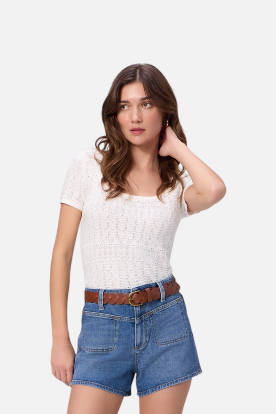 Paige Dani Front Yoke Jean Short in Sete