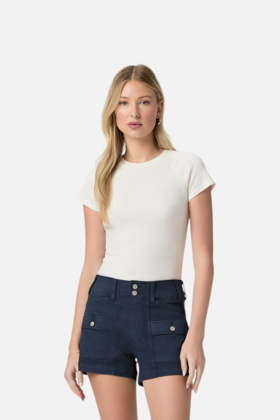 Paige Olivia Cargo Short in Vintage Navy Seascape