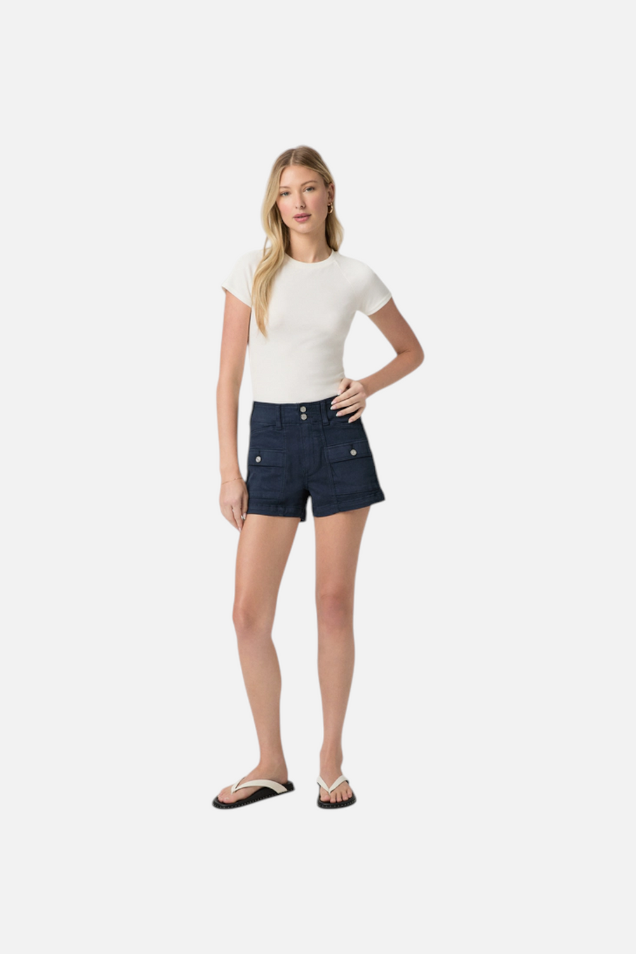 Paige Olivia Cargo Short in Vintage Navy Seascape