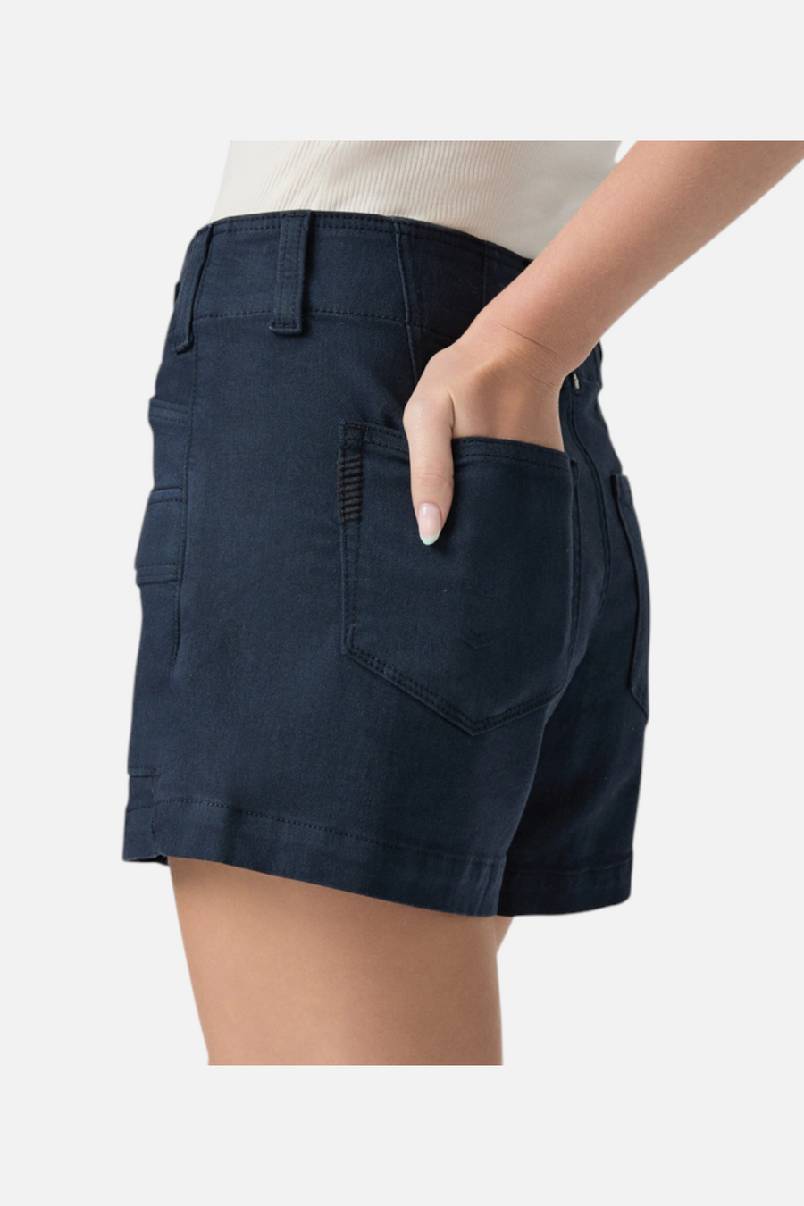 Paige Olivia Cargo Short in Vintage Navy Seascape