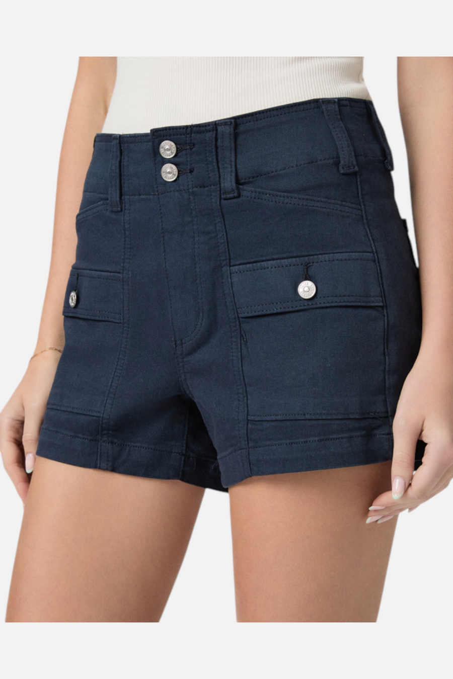 Paige Olivia Cargo Short in Vintage Navy Seascape